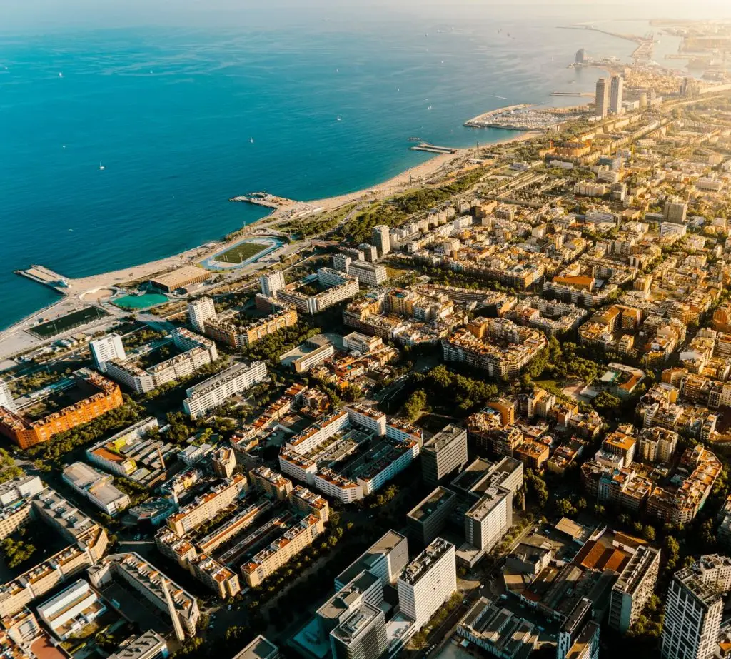 view of barcelona and the beach