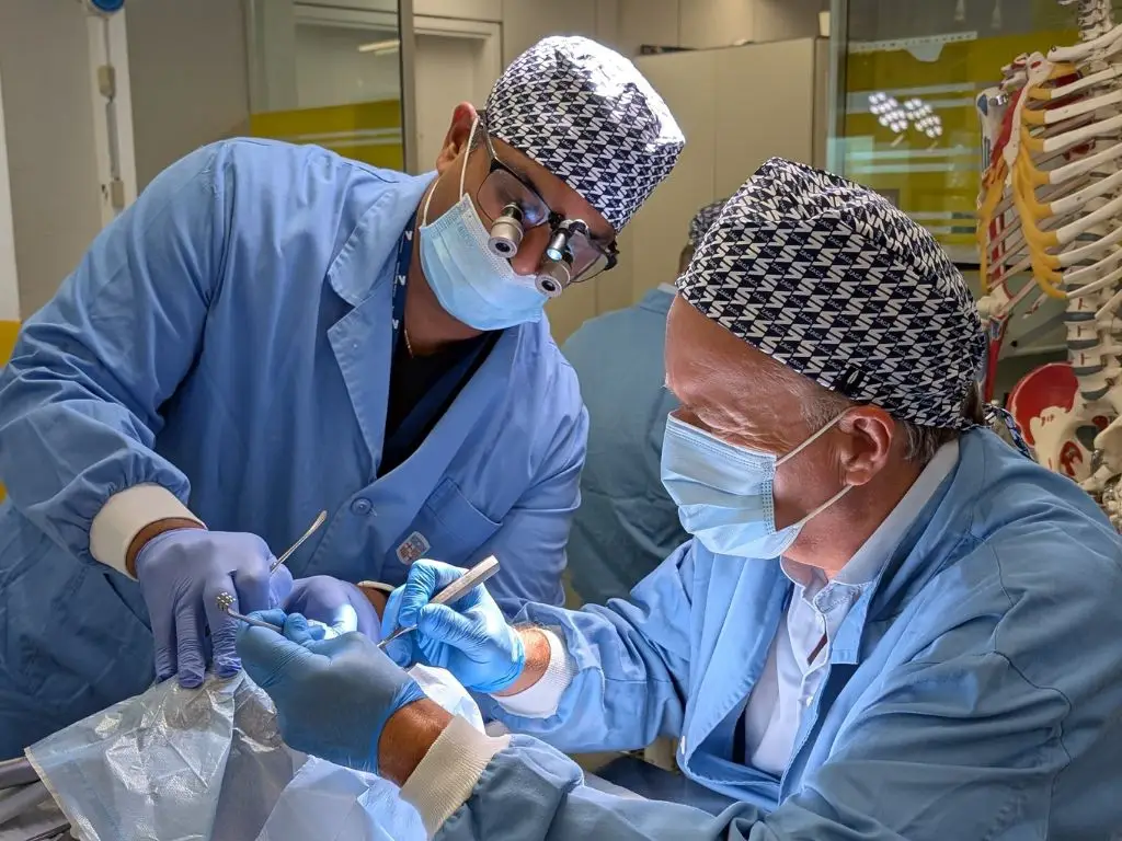 Participants during the hands-on session with cryopreserved heads