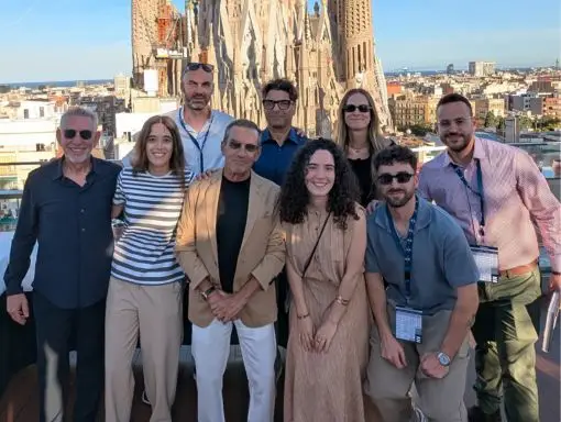 ZAGA team during the diploma ceremony dinner, with views of the Sagrada Família